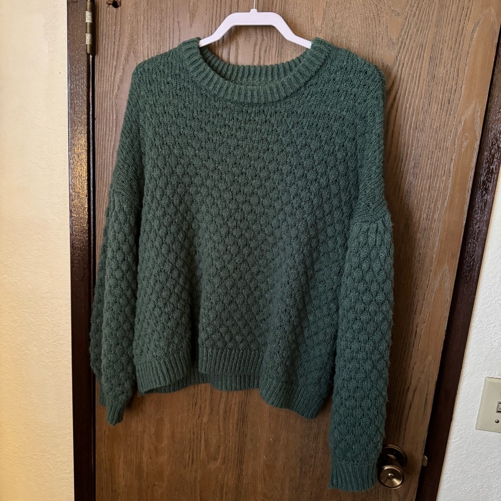 A New Day Green Crew Neck Sweater with Textured Knit